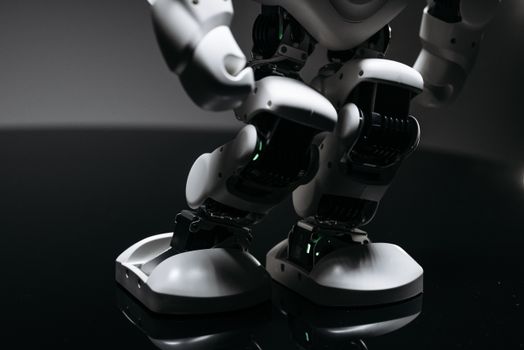 A detailed close-up of a high-tech robotic toy showcasing innovative design in a studio setting.