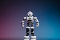 Toy Robot in Pink and Blue Background