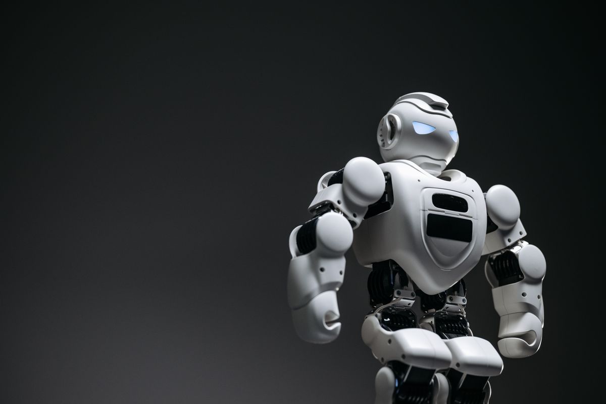 A futuristic robot, captured in a close-up studio shoot, showcasing innovation and design.