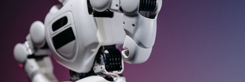 Close-up of a futuristic white robot showcasing innovation and design.