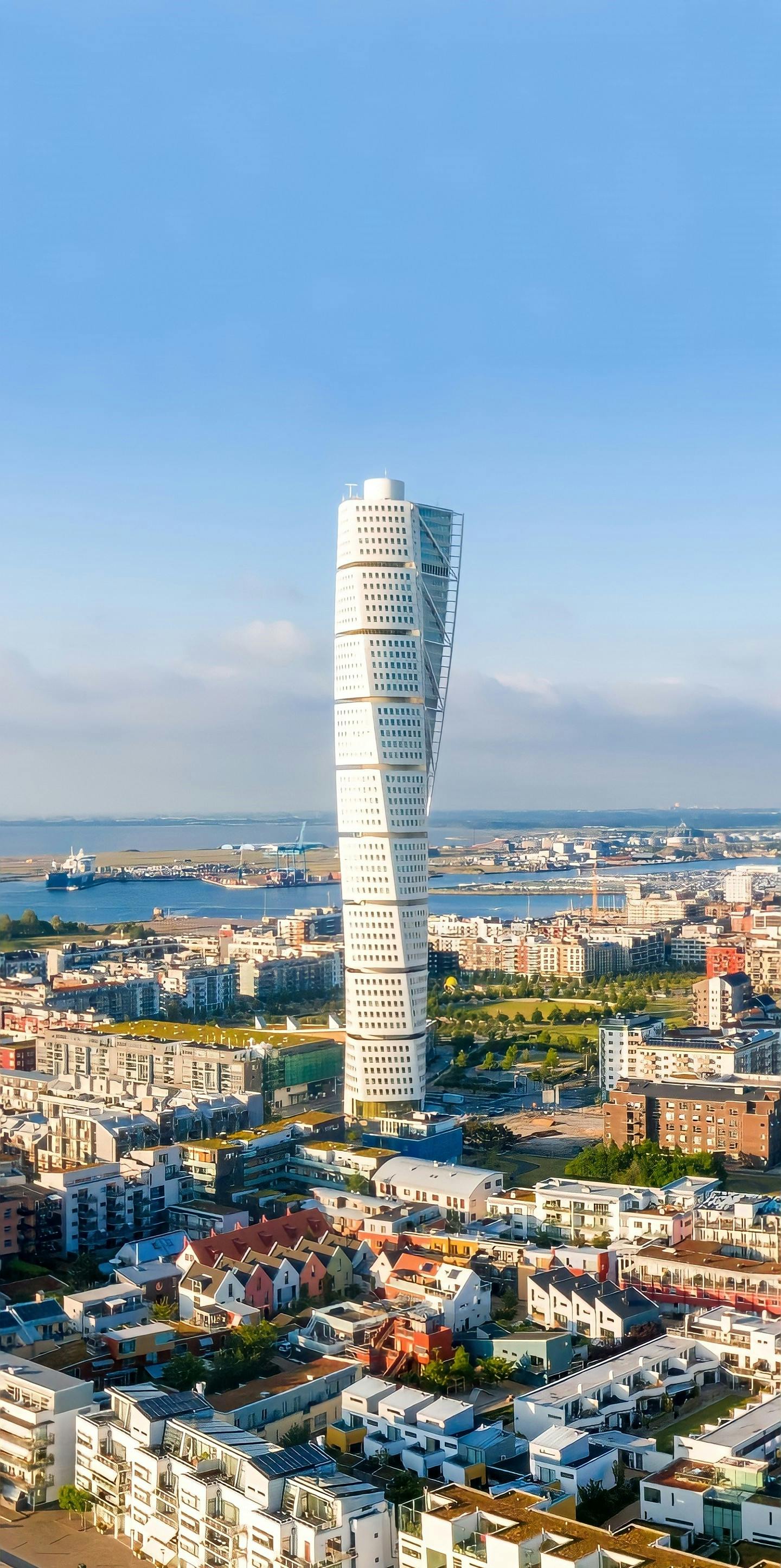 aerial photography of turning torso building