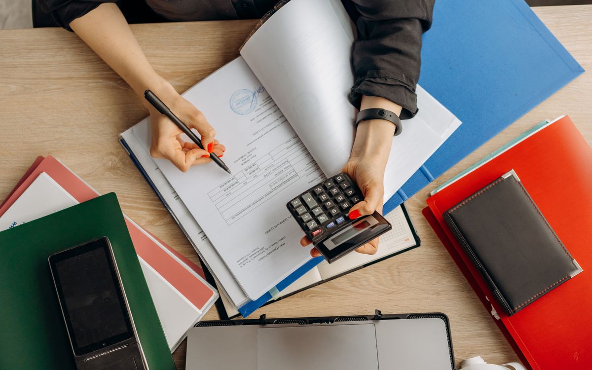 Notebook budget planning with a calculator
