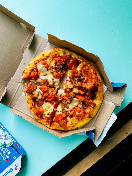 Pizza on Brown Cardboard Box