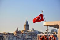 Flag of Turkey Swaying by the Wind