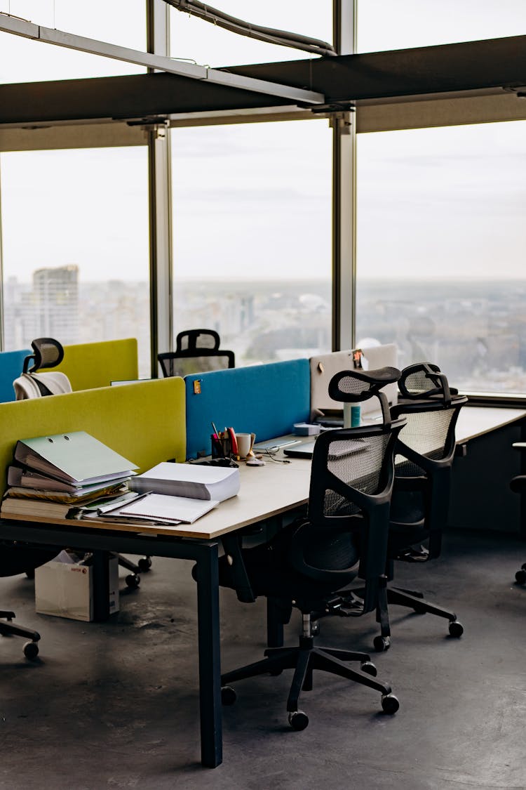 Desks And Armchairs In Office