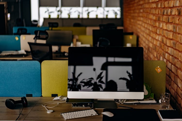 A Computer On An Office Desk