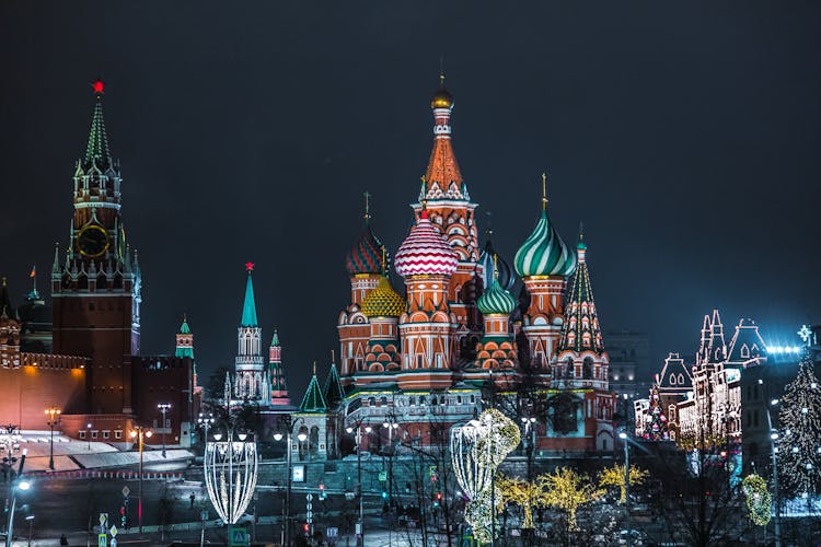 Majestic Saint Basil Cathedral At Night