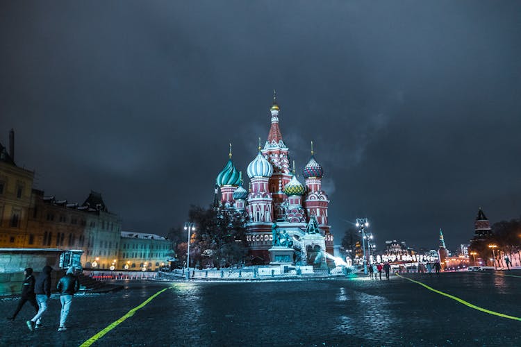 Saint Basil Cathedral Illuminated At Night