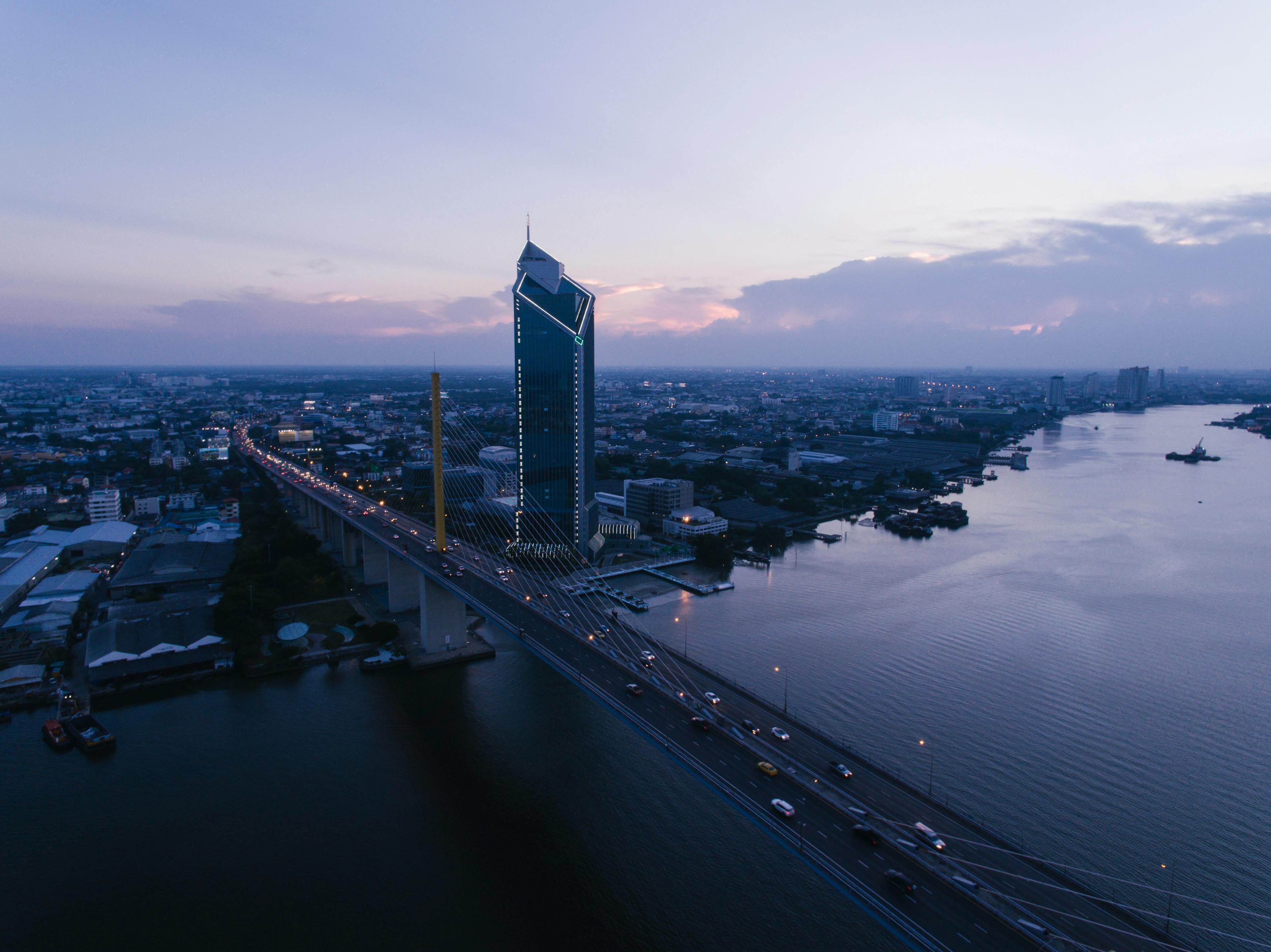 birds eye view of the rama ix bridge