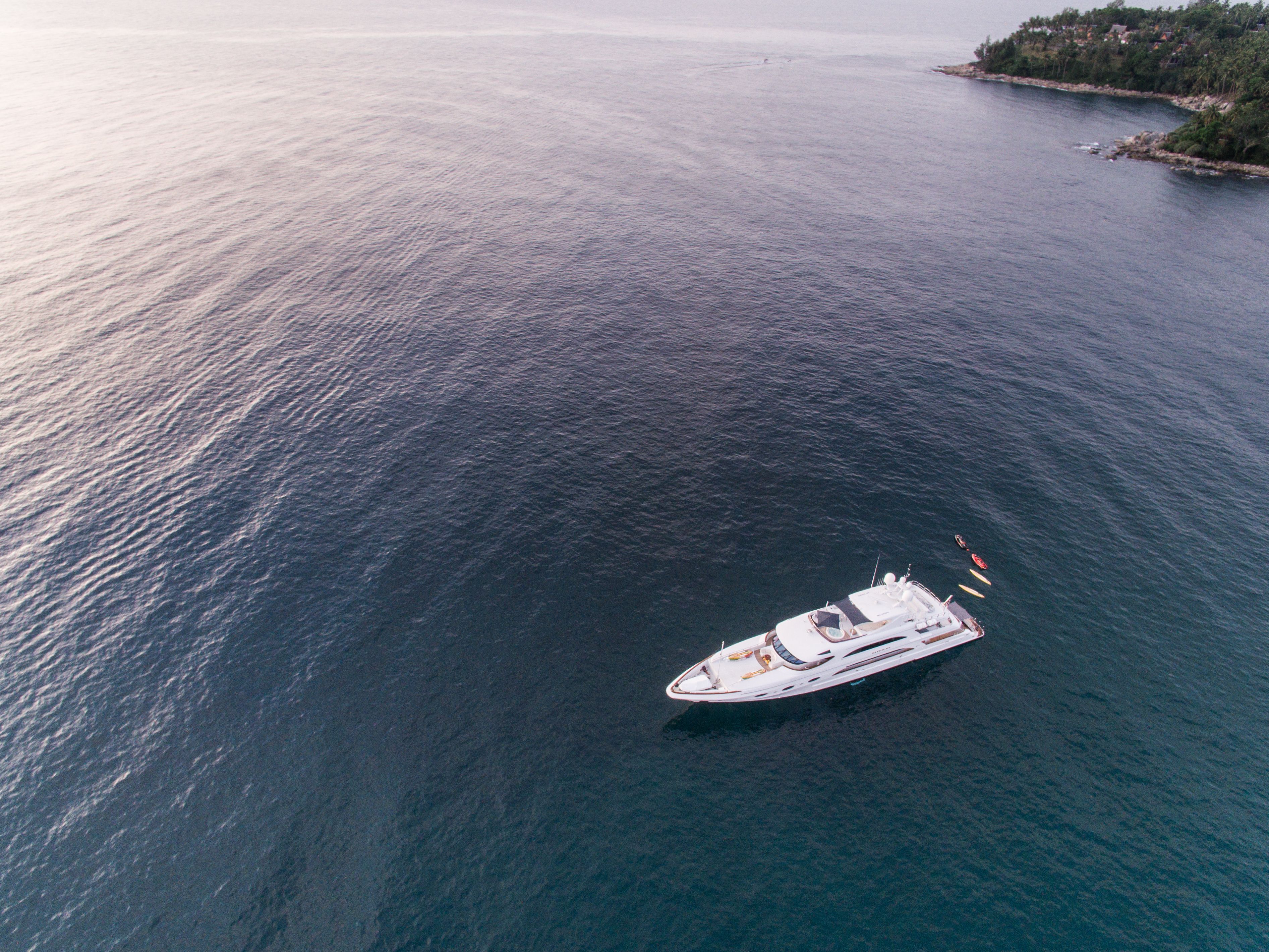 Luxury yacht aerial view