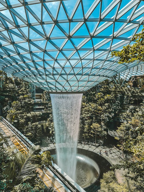 Waterfall in Jewel Changi Airport in Singapore