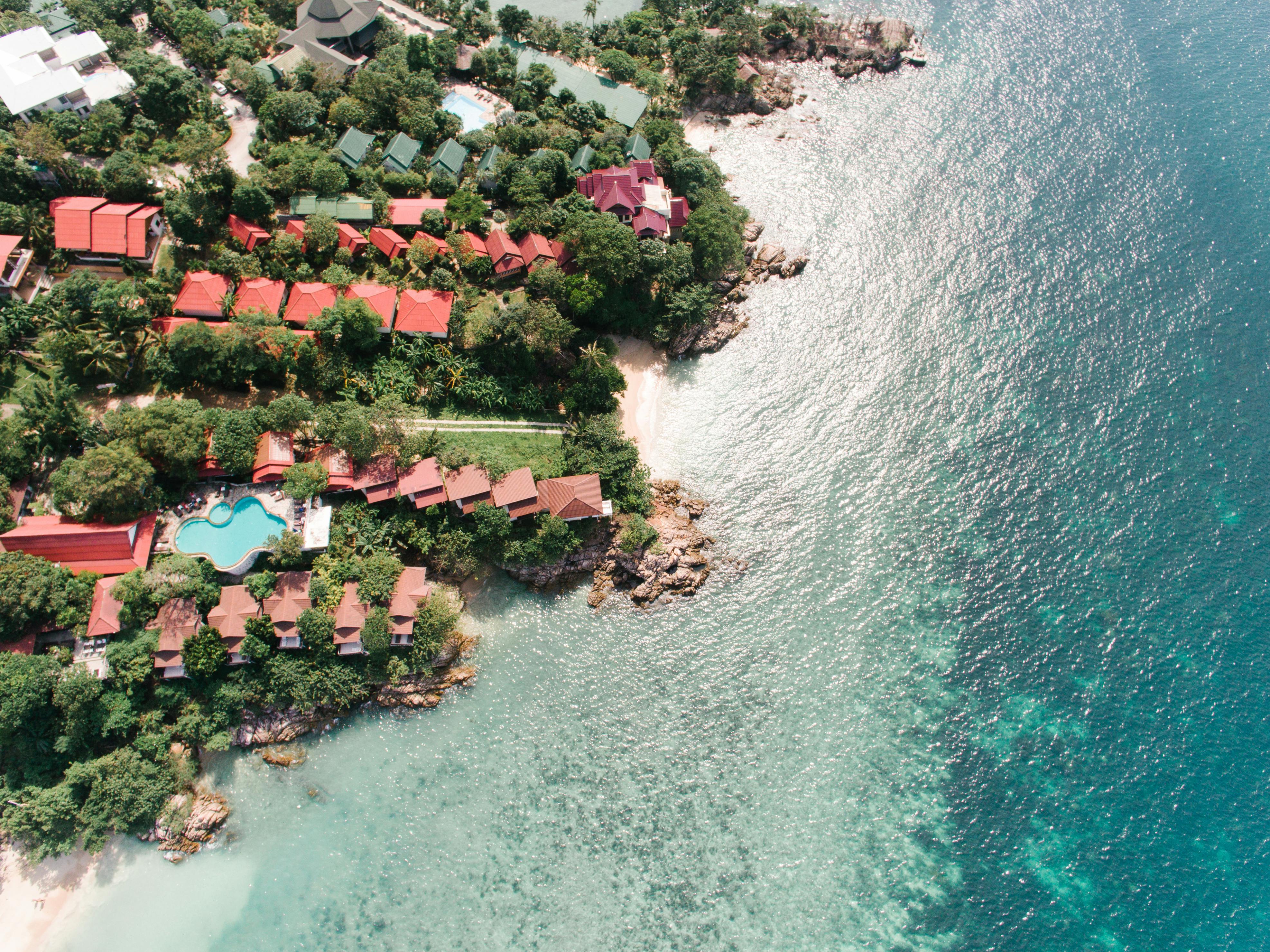 aerial view of a seashore