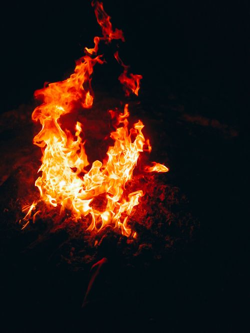Free Captivating image of a vibrant campfire, emanating warmth against the dark night. Stock Photo