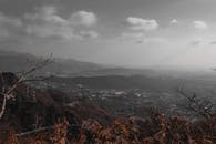 风景秀丽的山景、云和树叶，是自然爱好者的完美选择