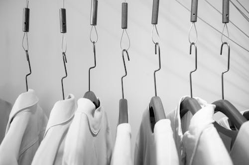 Free A Grayscale of Hanged Clothes Stock Photo