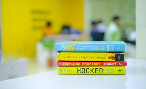 A Close-Up Shot of Stacked Books