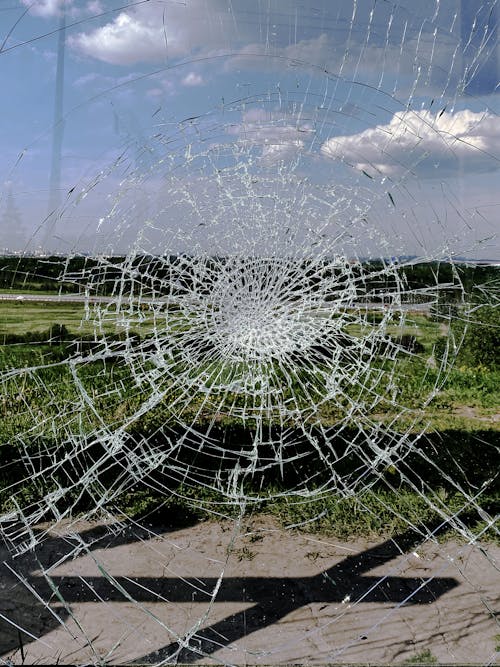 Free Cracks of a Broken Glass  Stock Photo