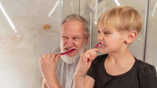 Free People Brushing their Teeth Stock Photo