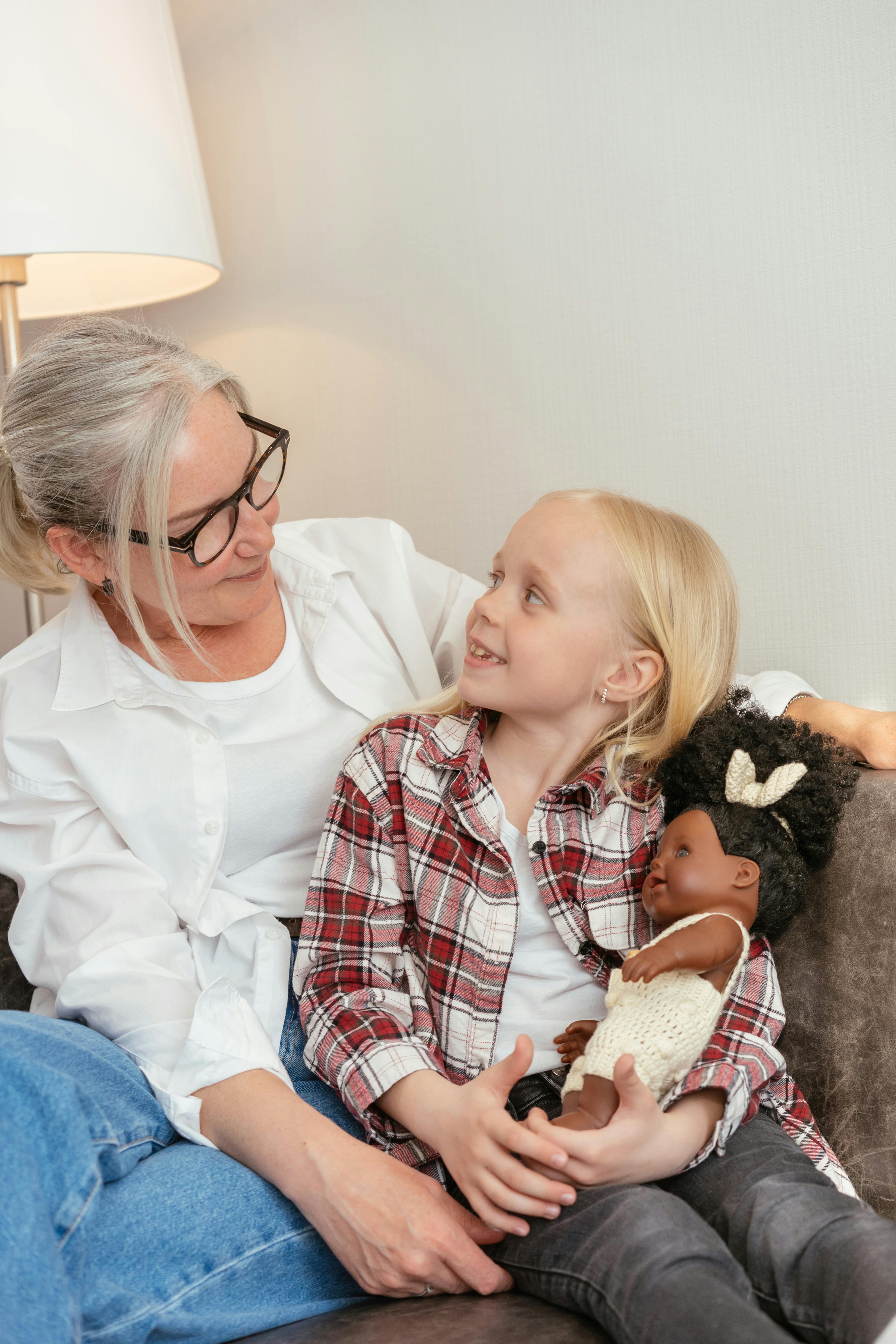 a grandmother bonding with her granddaughter