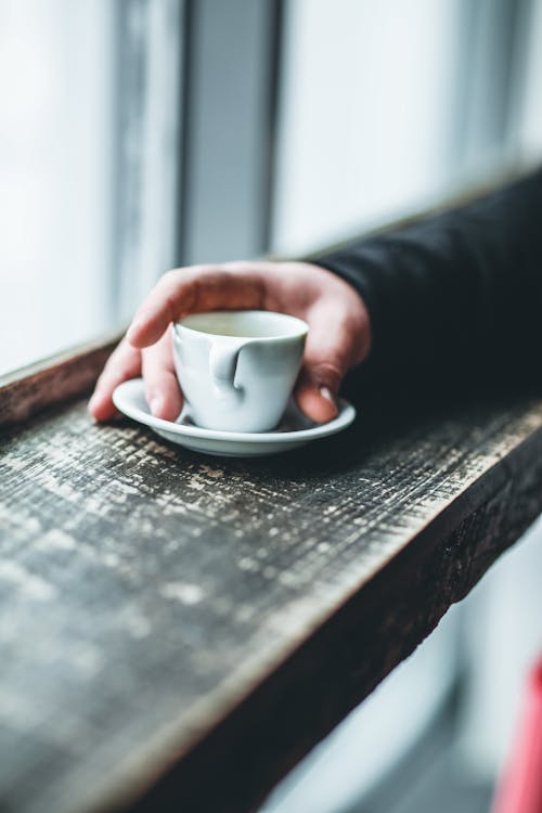 Free Person Holding White Teacup Stock Photo