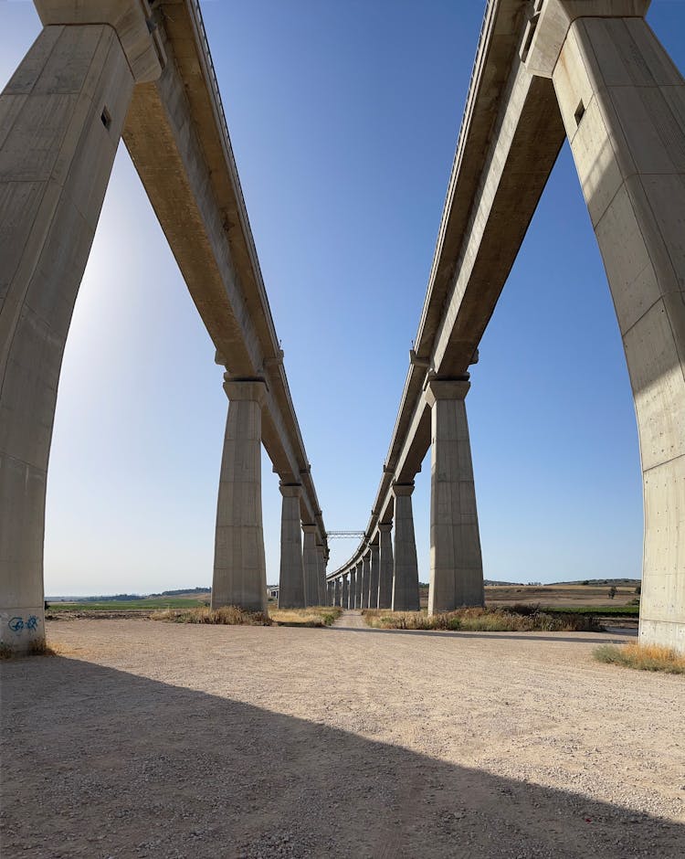 Concrete Train Bridges Under The Blue Sky