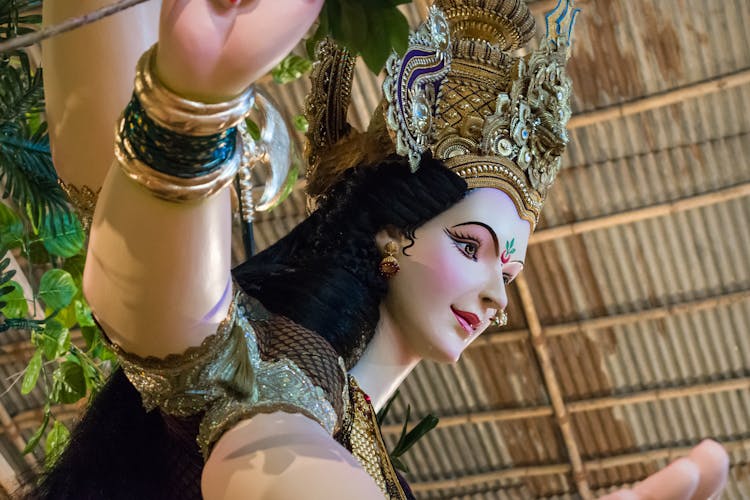 A Statue Of The Goddess Durga