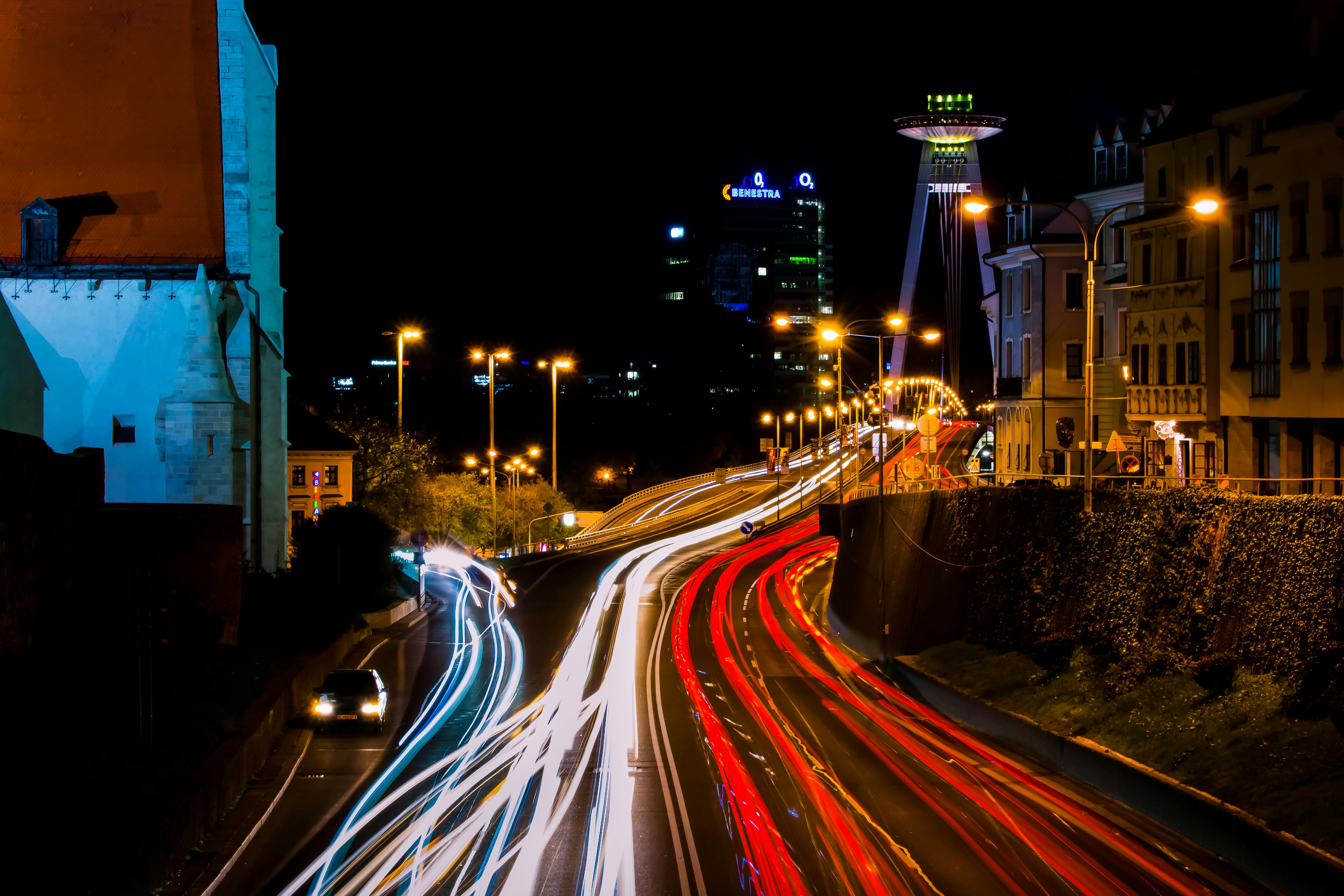 timelapse photo of city during night