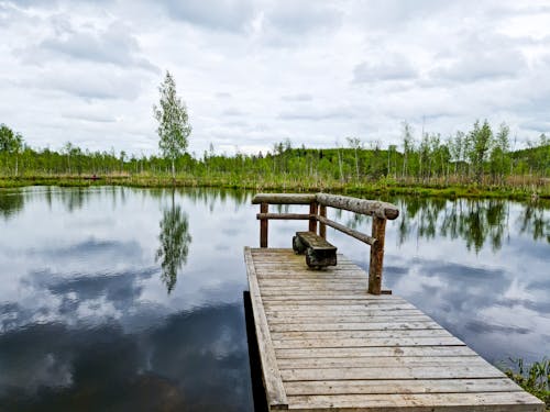 Základová fotografie zdarma na téma dřevěná lavička, dřevěný dok, jezero