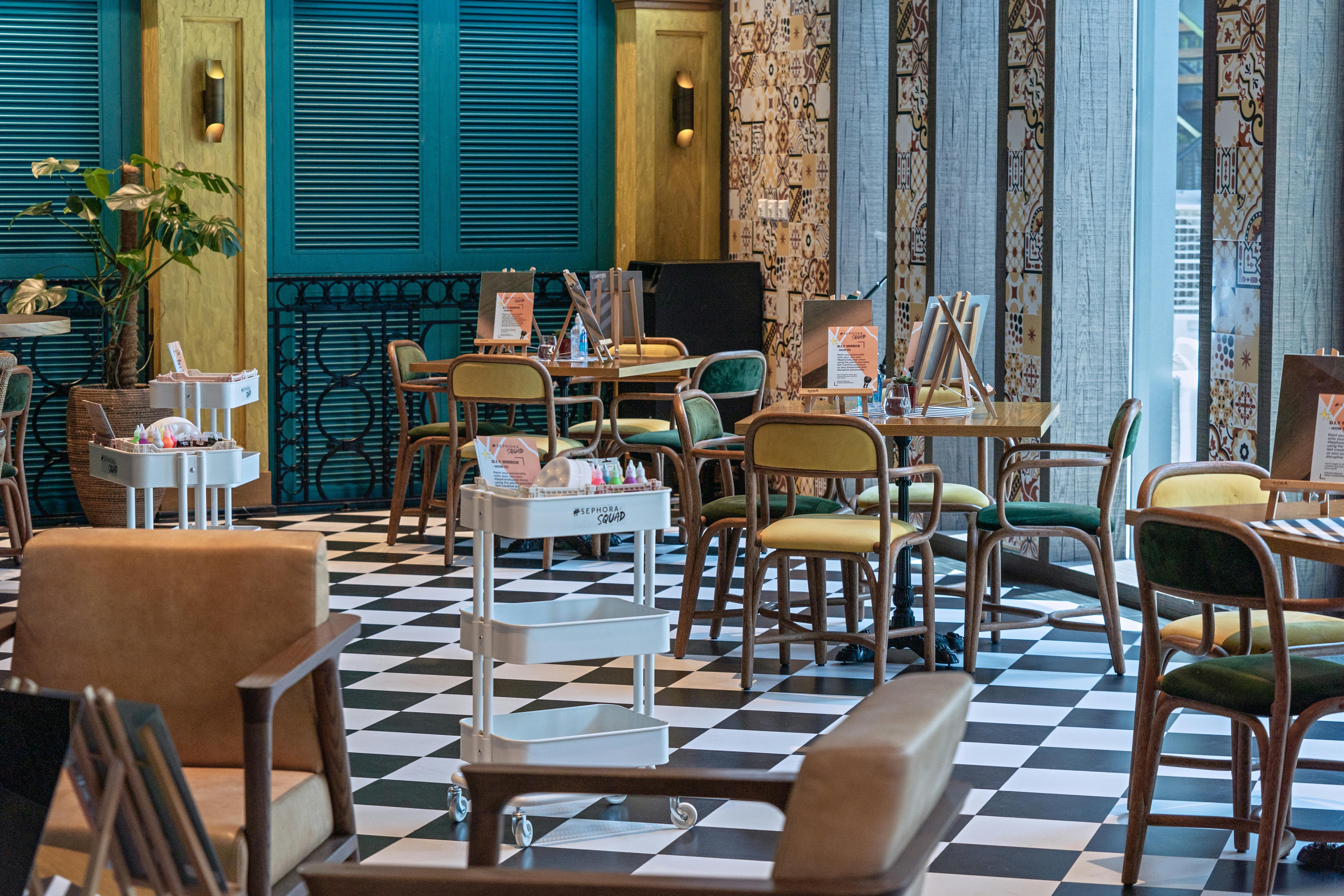 tables with chairs in the restaurant