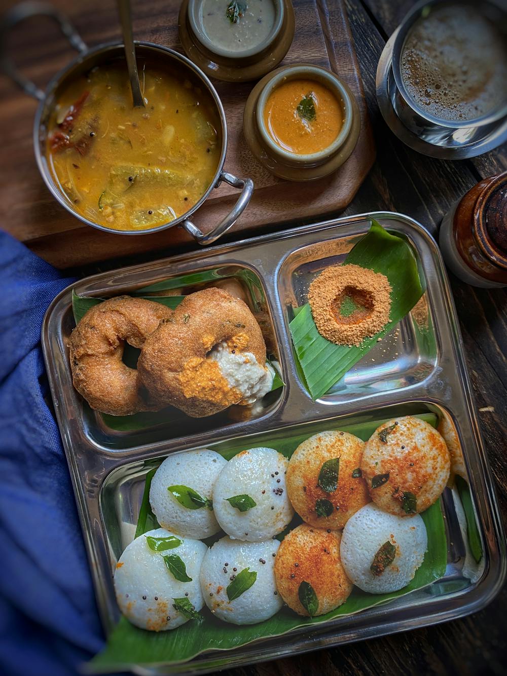 Moong Dal Idli with Tomato Sambar