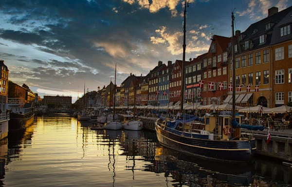 Nyhavn Copenhagen at sunset