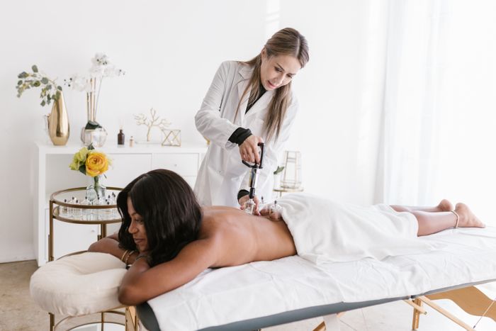 Therapy session in a wellness studio