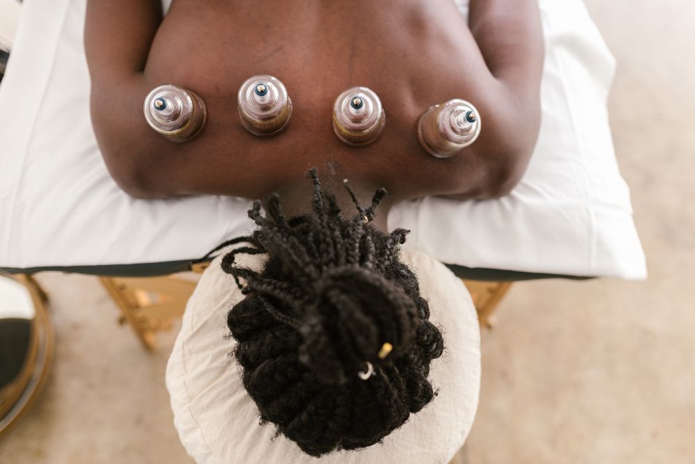 Top view cupping therapy on back