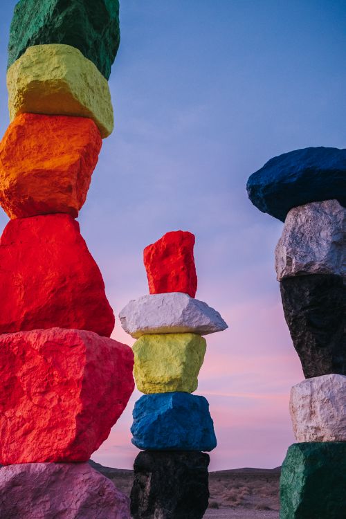 Red Rocks Green Rocks Red Blue Green and Yellow Rocks Under Blue Sky · Free Stock Photo