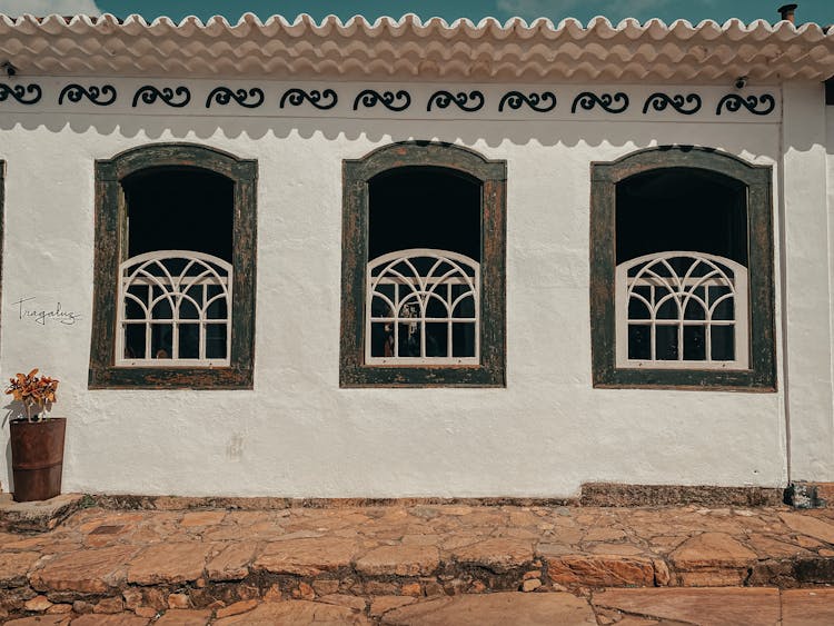 Facade Of A Residential House With Traditional Pattern 