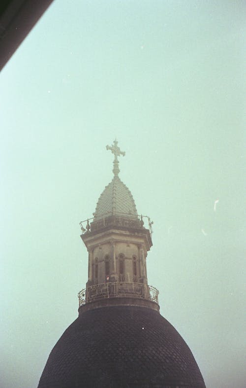 Free Analogue Photograph of a Cathedral Dome with a Cross  Stock Photo