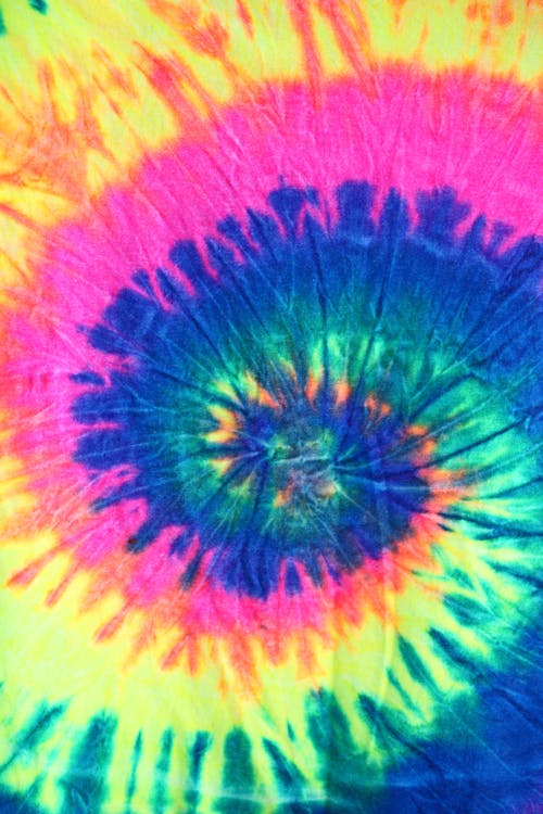 Free Yellow Blue and Pink Tie Dye Textile Stock Photo