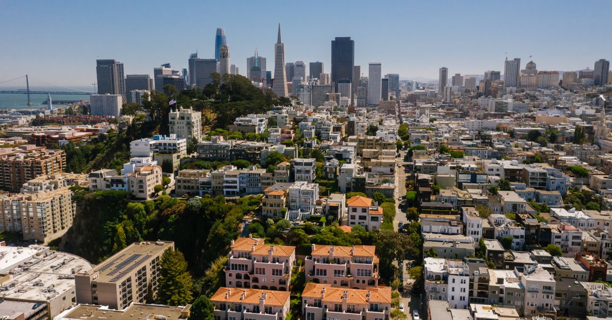 Stunning aerial view of San Francisco showcasing iconic skyline and residential buildings.