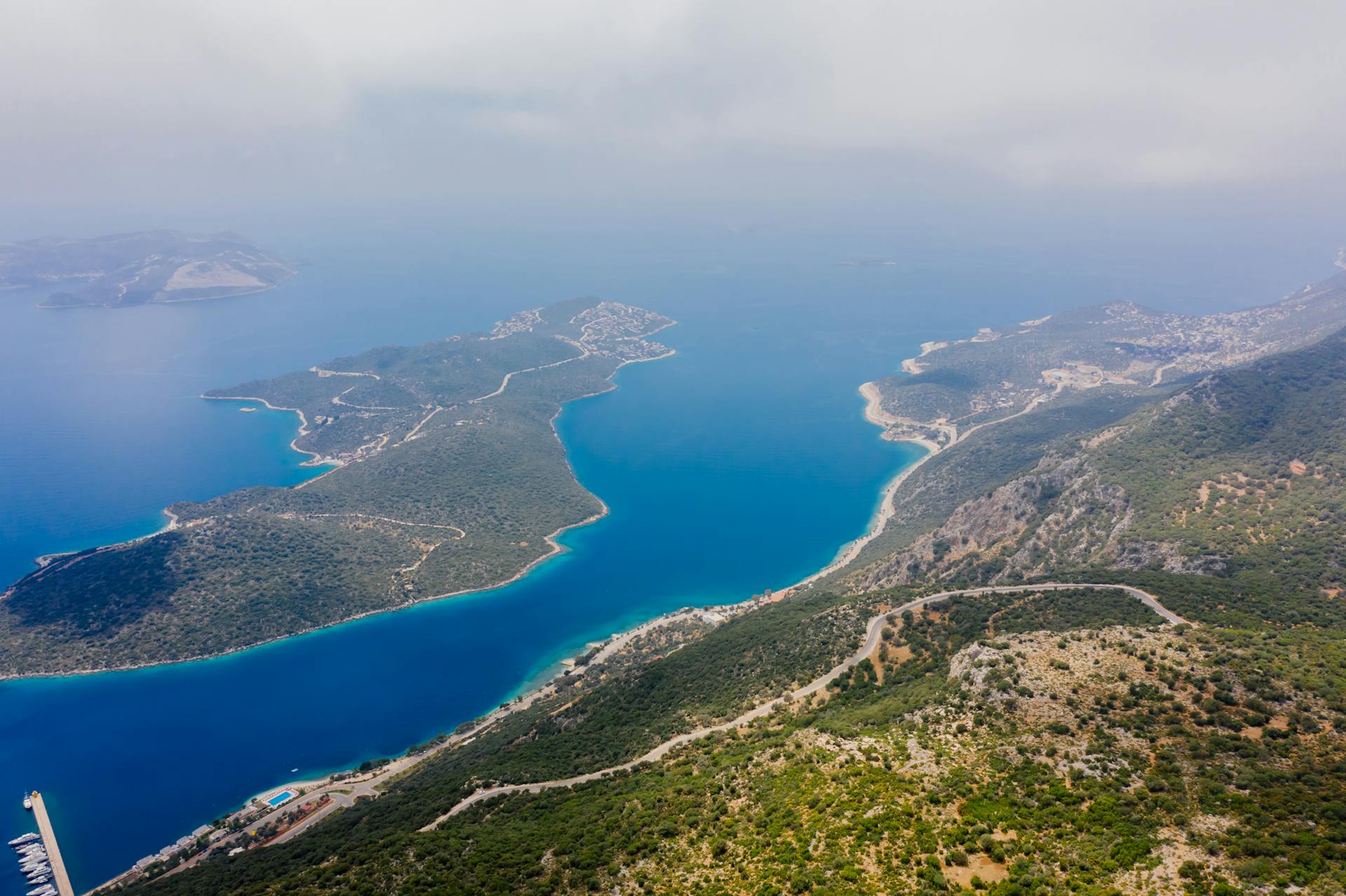 Aerial View of Islands on Blue Body of Water