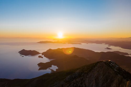 Silhouette of Mountains during Sunset