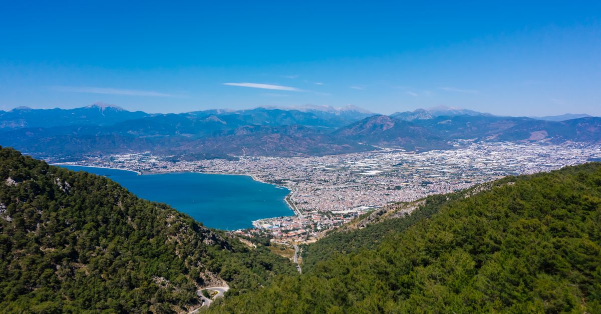 panoramic view from Amedzofe mountain with Ho in the distance