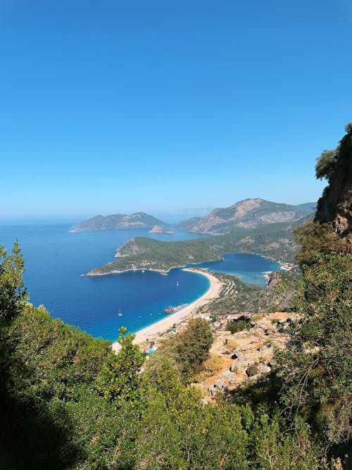 Aerial Photography of a Beautiful Island Under Blue Sky