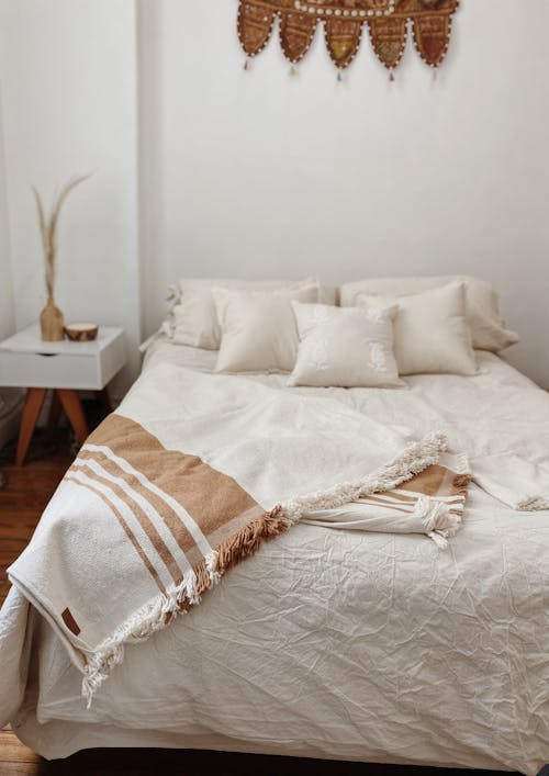 Free A Bed Linen with Pillows Stock Photo