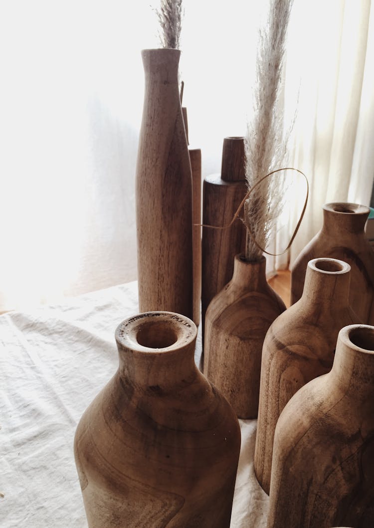 Wooden Vases With Assorted Sizes