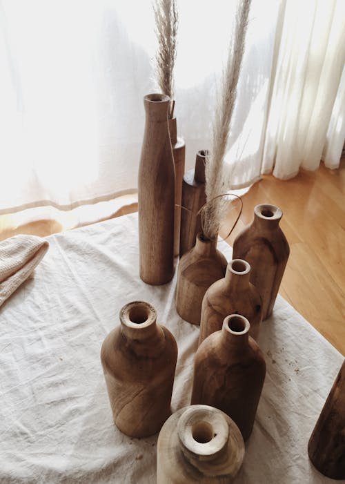 A Bunch of Wooden Vases 