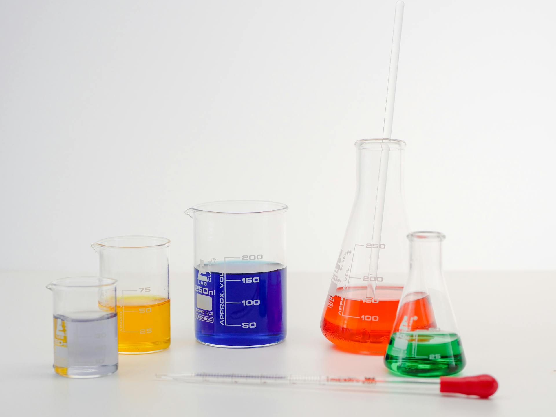 Colorful Liquids in Laboratory Glasswares