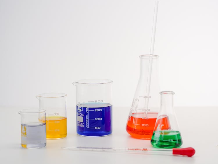 Colorful Liquids In Laboratory Glasswares