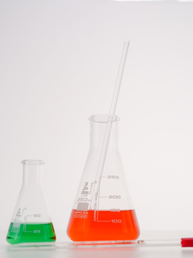 Colorful Liquids In Laboratory Glasswares