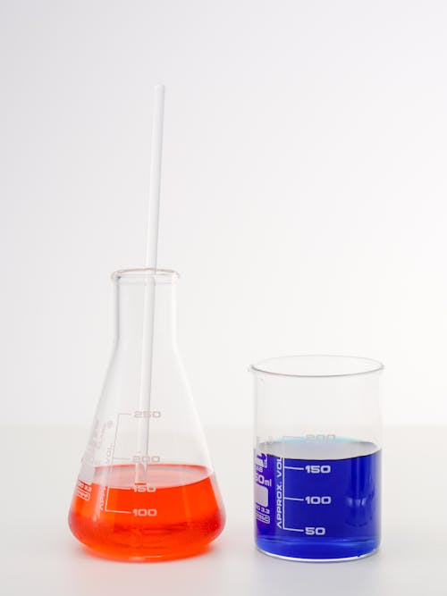 Free Colorful Liquids in Laboratory Glasswares Stock Photo