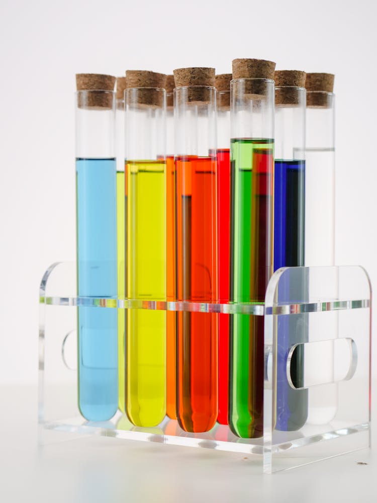 Colorful Liquids In Test Tubes